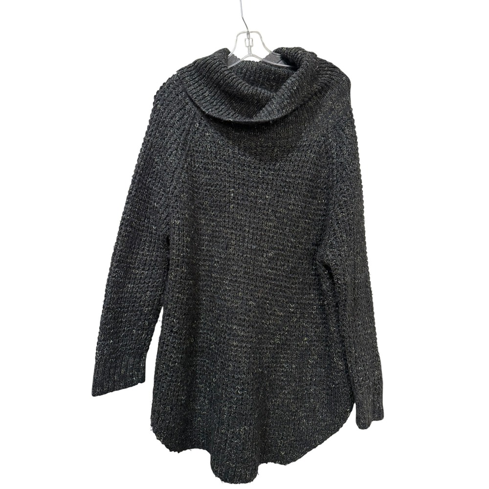 Free People Medium Dylan Tweedy Charcoal  Gray Cowl Neck Oversized Knit Sweater